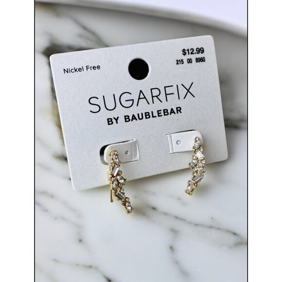 New SUGARFIX by BaubleBar Crystal Cluster Ear Crawlers - Gold - Picture 1 of 8